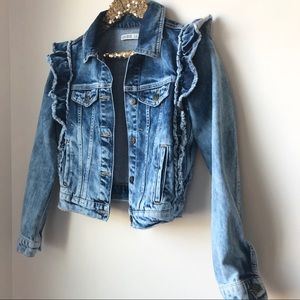 ruffled denim jacket zara